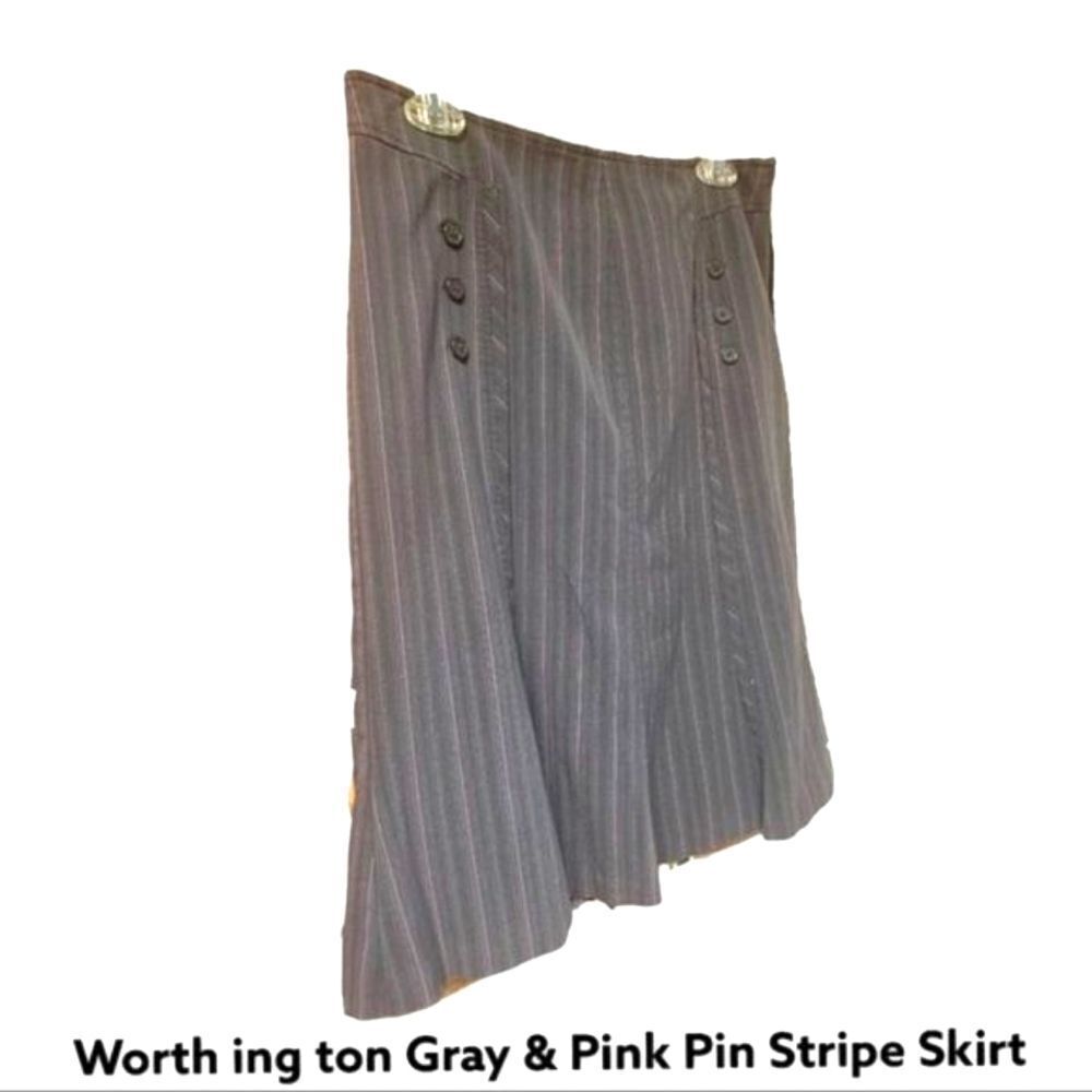 Worthington Pin Striped A-Line Skirt - Picture 4 of 9